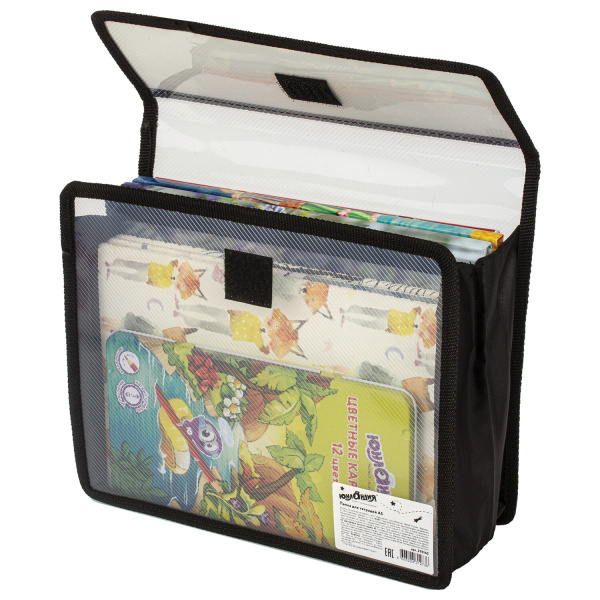 Папка для тетрадей ЮНЛАНДИЯ А5, 2 отделения, пластик, клапан на липучке, Space, 270145