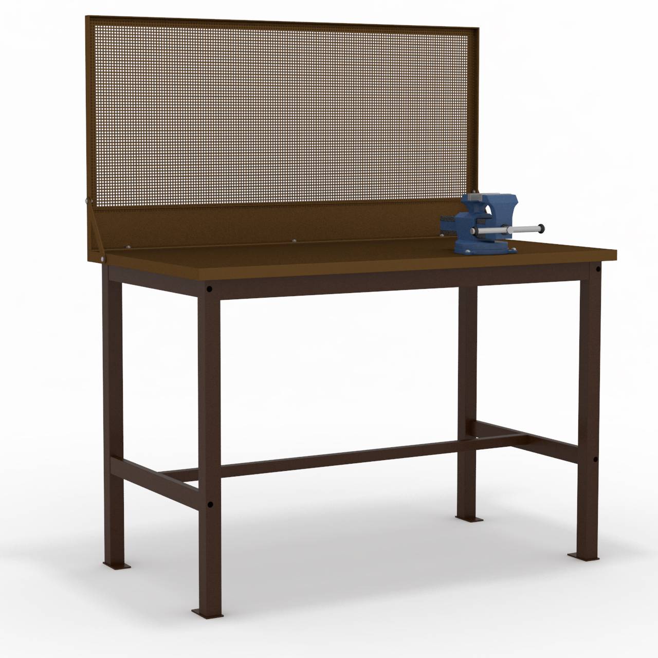 Верстак слесарный (1220х650х822/1422мм), защитный экран, м/к коричневый, М901