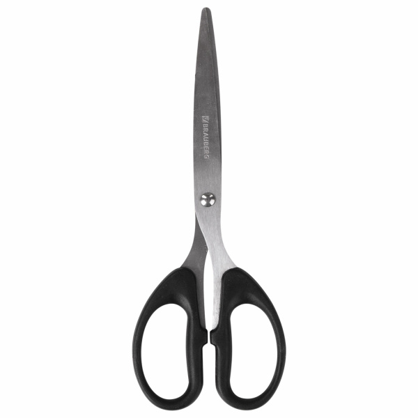 Ножницы BRAUBERG "Classic", 185 мм, классической формы, чёрные, 2-х сторонняя заточка, 230934
