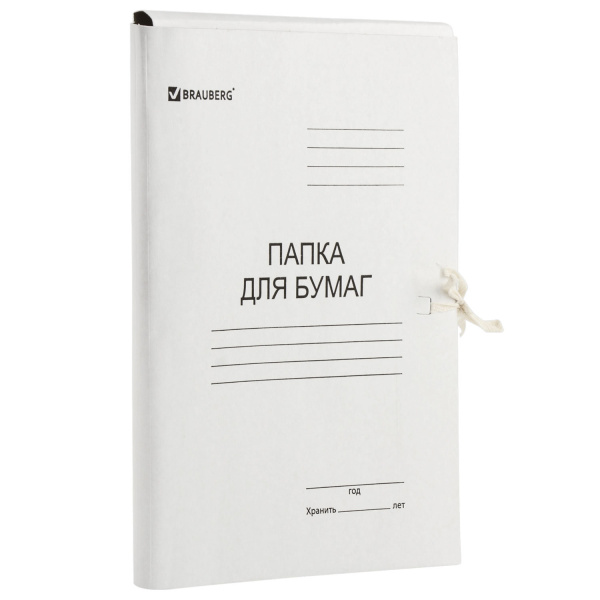 Папка для бумаг с завязками BRAUBERG, картонная 300 г/м2, до 200 л.