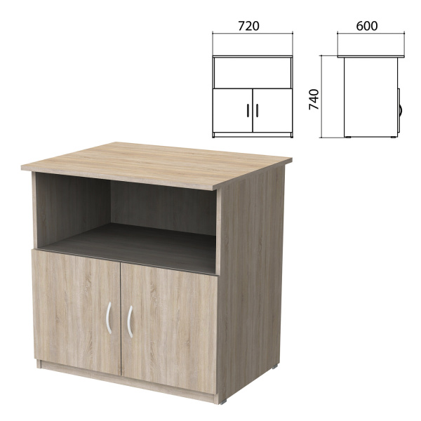 Тумба для оргтехники "Бюджет", 720х600х740 мм, 2 двери, дуб сонома