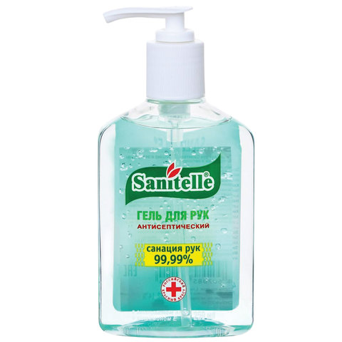 Гель для рук антисептический SANITELLE (Санитель) 250 мл, "Алоэ", с витамином Е, дозатор, ш/к 60114
