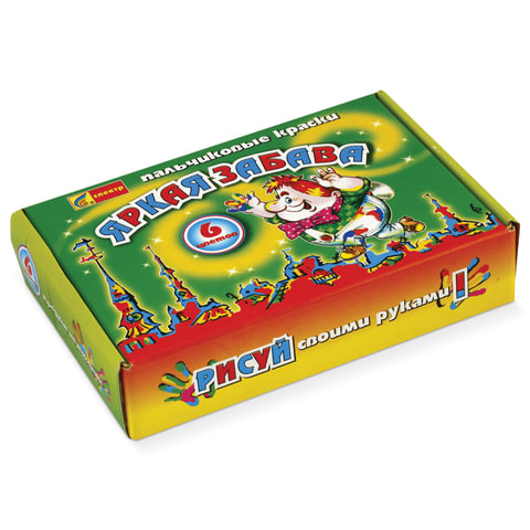 Краски пальчиковые "Яркая забава", набор 6цв., 07C-502 Краски пальчиковые "Яркая забава", набор 6цв., 07C-502