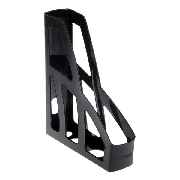 Лоток вертикальный для бумаг СТАММ "Лидер" (250х300 мм), ширина 75 мм, черный, полипропилен, ОФ100 