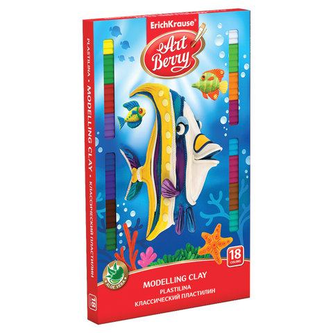 Пластилин классический ERICH KRAUSE "Artberry", 18 цветов, 324 г, со стеком, картонная упак, 41765