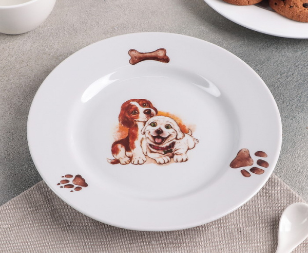 Тарелка мелкая «Щенки», d=20 см