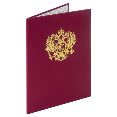 Папка адресная бумвинил бордовый, "Герб России", формат А4, STAFF, 129576 