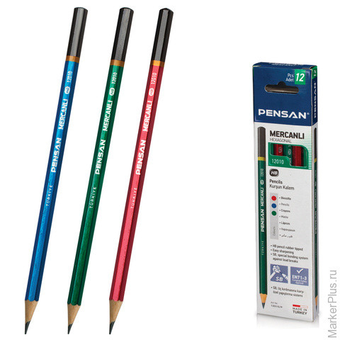 Каранд. ч/г PENSAN, НВ, без резинки, заточ., карт.упак., 12010