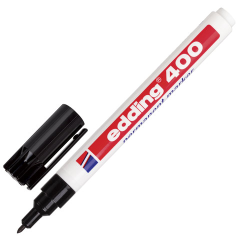 Маркер перманентный (нестираемый) EDDING 400, ЧЕРНЫЙ, ЗАПРАВЛЯЕМЫЙ, тонкий наконечник 1мм, E-400/1