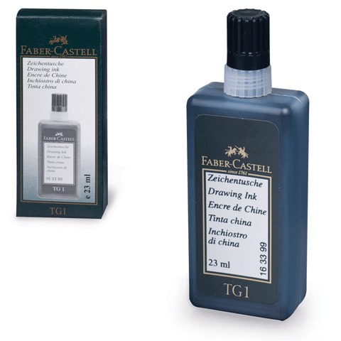 Тушь для рапидографа FABER-CASTELL ТG1-S, черная, 23 мл, картонная коробка, 163399