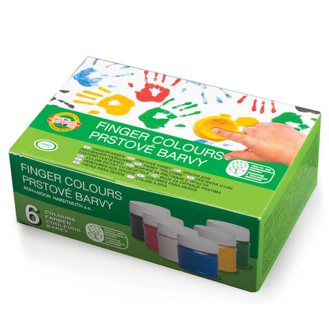 Краски пальчиковые KOH-I-NOOR, 6цв., 50мл, 163510 Краски пальчиковые KOH-I-NOOR, 6цв., 50мл, 163510