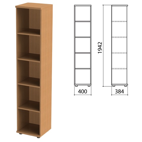 Шкаф (стеллаж) "Этюд", 400х384х1942 мм, 4 полки, бук бавария, 400000-55