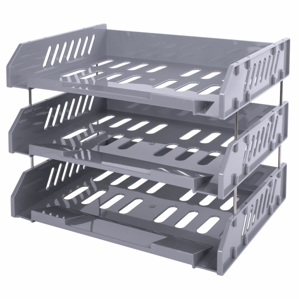 Лотки горизонтальные для бумаг, КОМПЛЕКТ 3 шт., 335х232х246 мм, серый, BRAUBERG FILE, 238108 Лотки горизонтальные для бумаг, КОМПЛЕКТ 3 шт., 335х232х246 мм, серый, BRAUBERG FILE, 238108