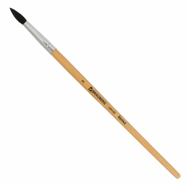 Кисть BRAUBERG белка, круглая, №5, 200182 Кисть BRAUBERG белка, круглая, №5, 200182