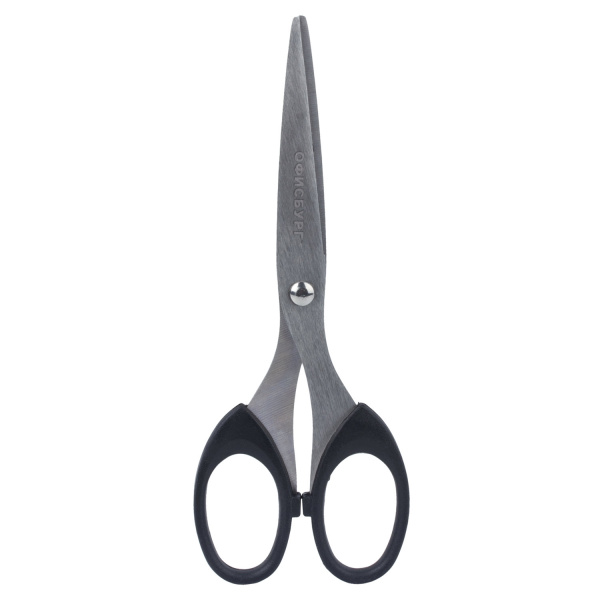 Ножницы ОФИСБУРГ, 160 мм, классической формы, чёрные, 2-х сторонняя заточка, 236932 