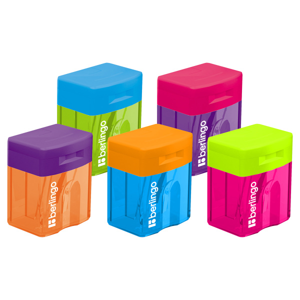 Точилка Berlingo "Fuze" 1 отверстие, контейнер, ассорти