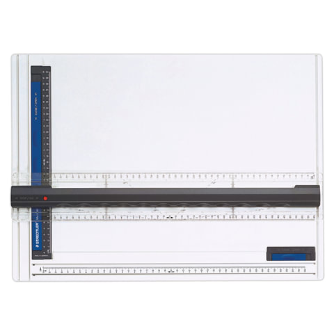 Доска чертежная STAEDTLER (Штедлер, Германия), формат А3, с рейсшиной, пластик, нескользящие резинов