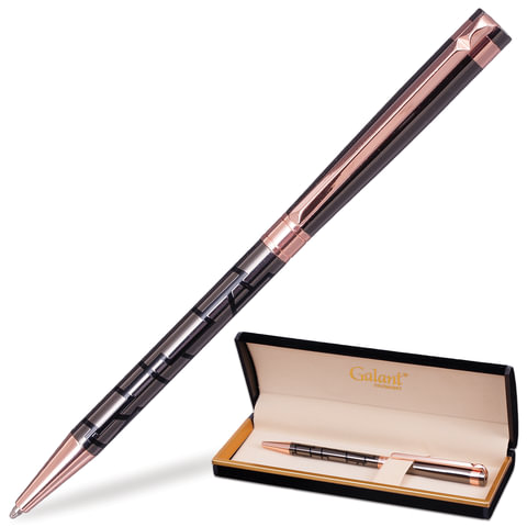 Ручка подарочная шариковая GALANT Vitznau, корпус серый, золотистые детали, 0,7мм, синяя, 141664