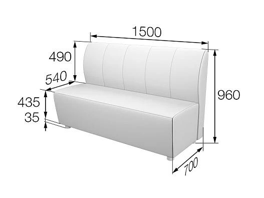 Диван Беллис. 3-местный. Размеры: 1500х700х960мм Ecotex 3029 черн