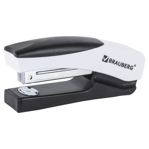 Степлер вертикальный BRAUBERG "Getze", №24/6, до 20 листов, эргономичный, черно-белый