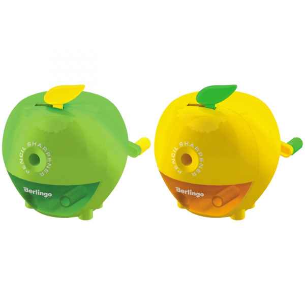 Точилка механическая Berlingo "Яблоко", цвета в асс., пласт. копус, инд. упак.