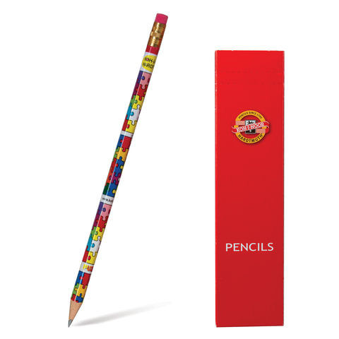 Карандаш ч/гр KOH-I-NOOR "Puzzle", заточенный, с резинкой, картонная упаковка, 1231002472KSNV