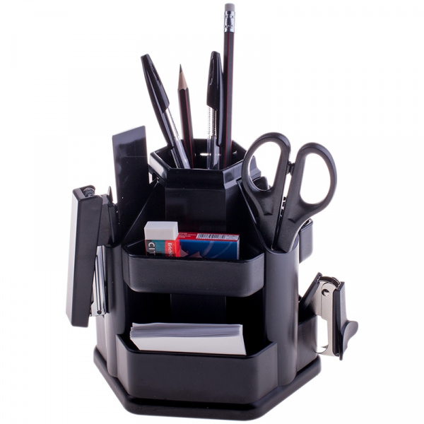 Настольный органайзер Erich Krause "Офисный", 14 предметов, вращающийся, черный