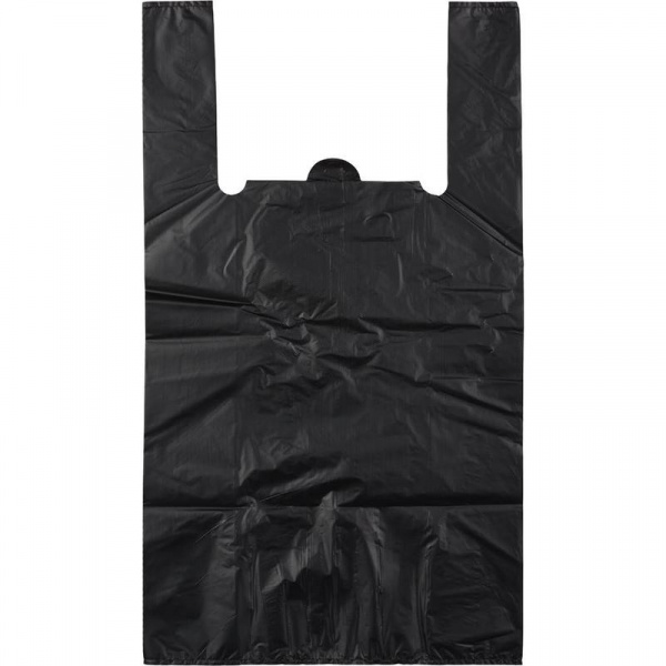 Пакет-майка Знак Качества ПНД усиленный черный 45 мкм (40+18x70 см, 50 штук в упаковке)