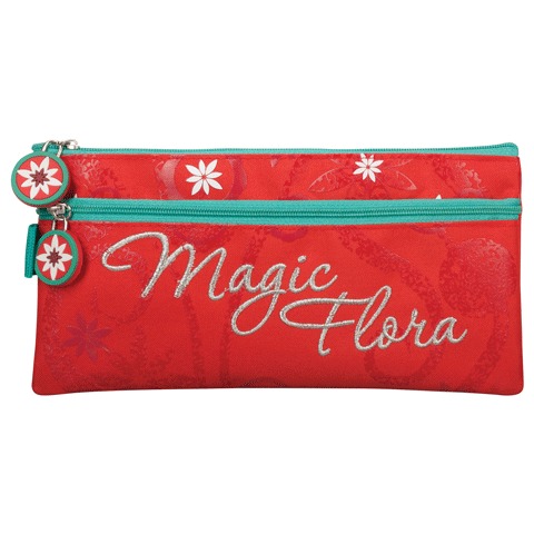 Пенал-косметичка BRAUBERG для нач.школы, дев., красный, Одуванчик, 21*11см, 224670