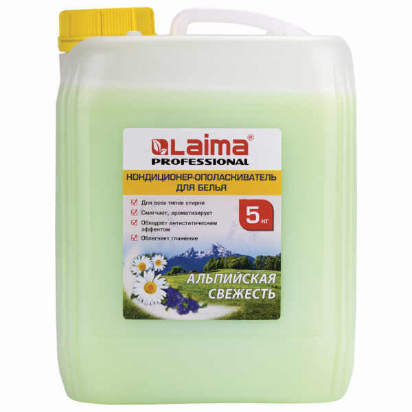 Кондиционер для белья LAIMA PROFESSIONAL 5л, "Альпийская свежесть" Кондиционер для белья LAIMA PROFESSIONAL 5л, "Альпийская свежесть"