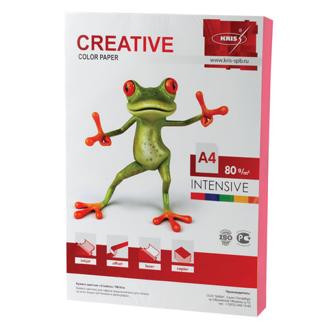 Бумага CREATIVE color (Креатив) А4, 80г/м, 100 л. интенсив розовая, БИpr-100р, ш/к 45421 Бумага CREATIVE color (Креатив) А4, 80г/м, 100 л. интенсив розовая, БИpr-100р, ш/к 45421