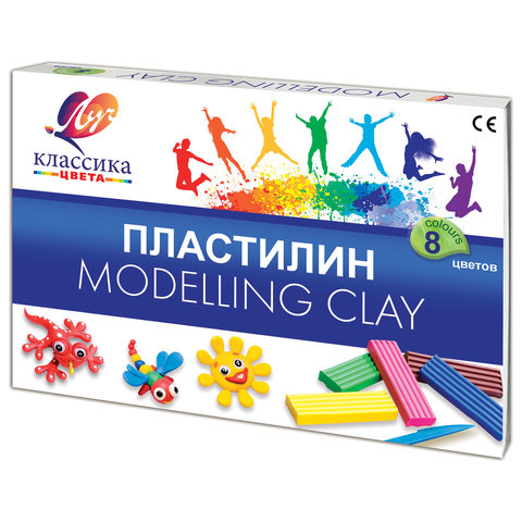 Пластилин ЛУЧ "Классика", 8 цв., 160 г, со стеком, 12С867-08