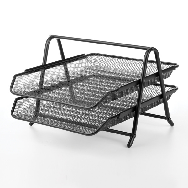 Поддон для бумаг 2-х секционный BRAUBERG "Germanium" металл, д/ф. А4, 205х295х355мм, черный, 231950О