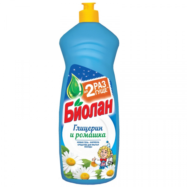 Средство для мытья посуды Биолан 900мл "Глицерин и Ромашка"