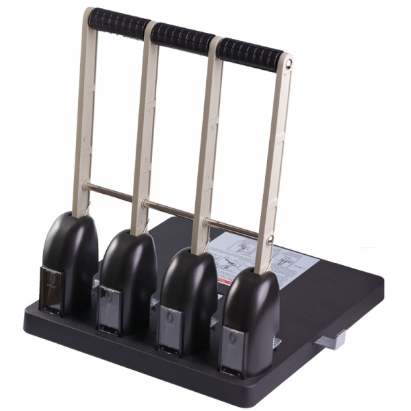 Дырокол мощный на четыре отверстия KW-trio 150л., черный, с линейкой