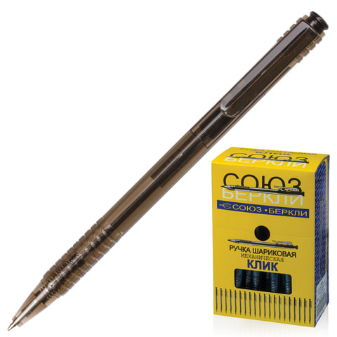 Ручка шариковая СОЮЗ автомат. "Клик", корпус тонированный, толщ. письма 0,7 мм, РШ 132-06, черная