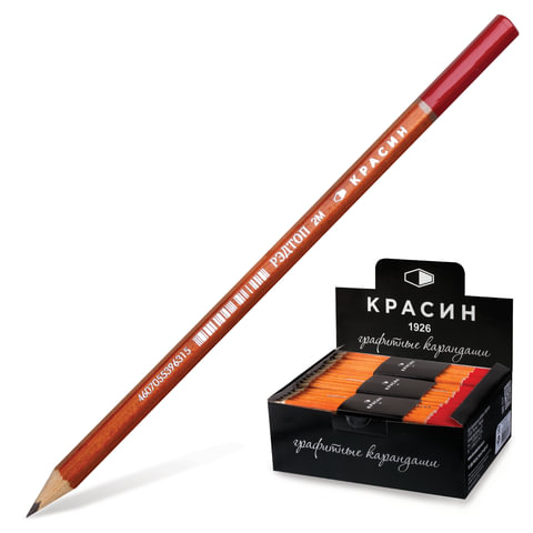 Карандаш ч/гр КРАСИН "Конструктор", 2В, тонир. корпус, без резинки, заточенный, 176 мм 6315
