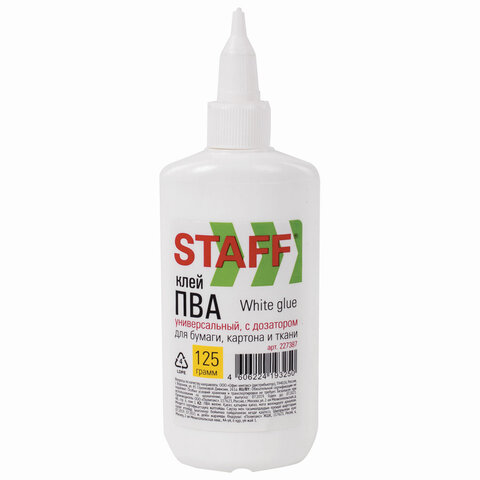 Клей ПВА STAFF 125 г, с дозатором, 227387