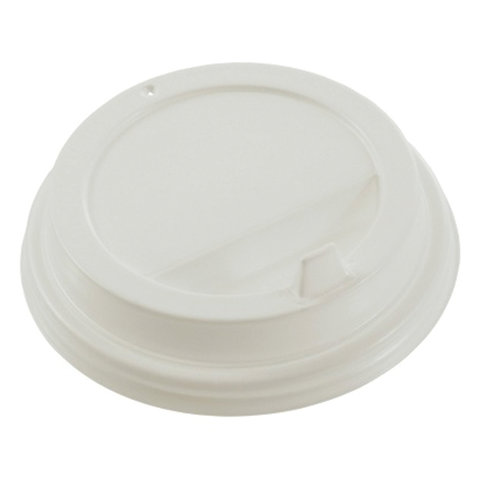 Одноразовые крышки для стакана 300 мл (d-90), КОМПЛЕКТ 100 шт., клапан-носик, белые, ФОРМАЦИЯ, CH-90