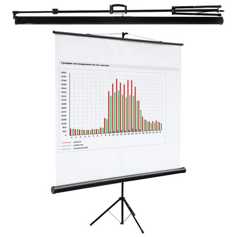 Экран проекционный DIGIS KONTUR-C, матовый, на треноге, 200х200см, 1:1, DSKC-1103