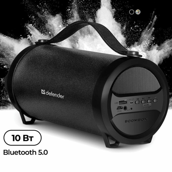 Колонка портативная DEFENDER G24, 1.0, 10 Вт, Bluetooth, FM-тюнер, microSD, чёрная,