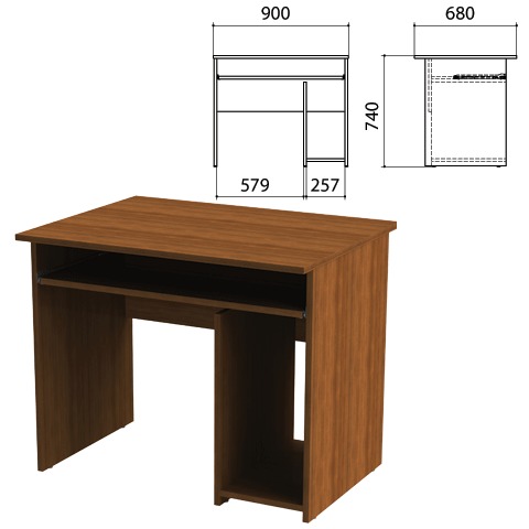 Стол компьютерный "Эко" (ш900*г680*в740 мм), орех 19, 400995, ш/к 48661