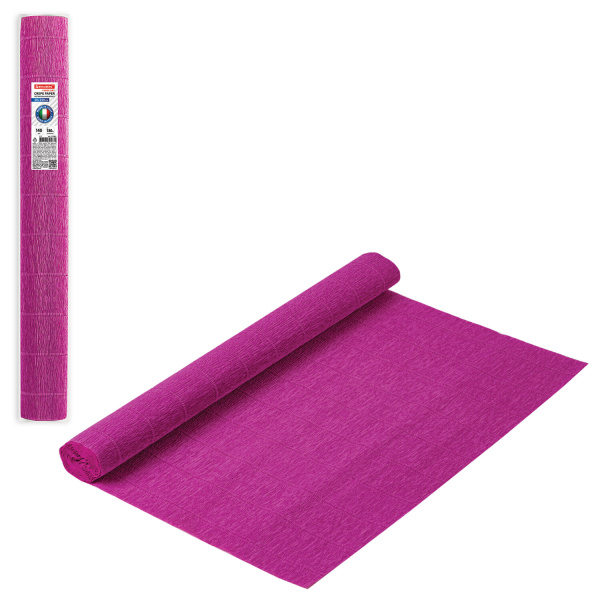 Бумага гофрированная/креповая (ИТАЛИЯ) 140 г/м2, 50х250см, цикламен (972), BRAUBERG FIORE, 112581