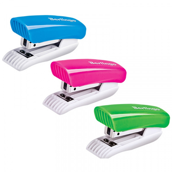 Мини-степлер №24/6, 26/6 Berlingo "Blitz" до 15л., пластиковый корпус, ассорти DSp_15115