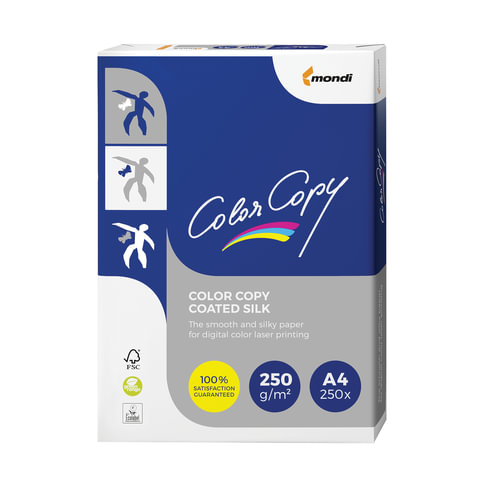 Бумага COLOR COPY SILK, мелов, матовая, А4, 250 г/м2, 250 л., для полноцв лазерной печати, А++, 138%