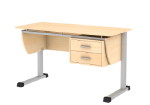 Стол для преподавателя "Осанка 120 СП", с тумбой, 1200х535х760мм, ЛДСП клен, м/к серый