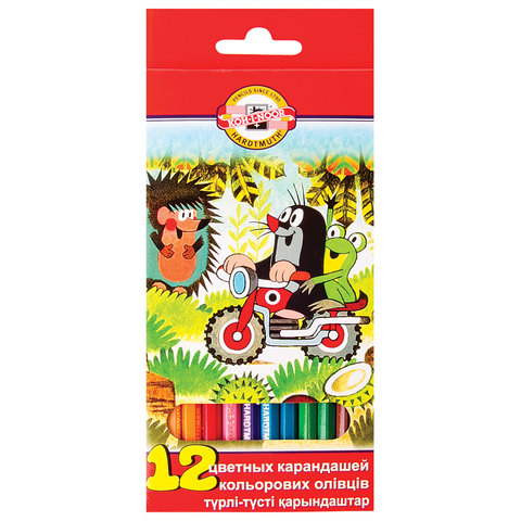 Карандаши цветные KOH-I-NOOR "Крот", 12 цв, грифель 3,2 мм, заточенные, европодвес, 3652/12