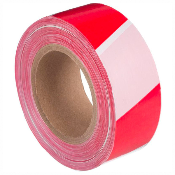 Лента оградительная сигнальная красно-белая 50мм*200м, СТАНДАРТ, основа полиэтилен, ЛО 200/50