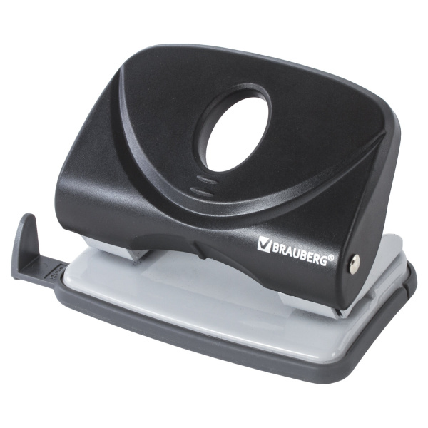 Дырокол BRAUBERG "Flagman" средний, на 20 листов, черный, 222539