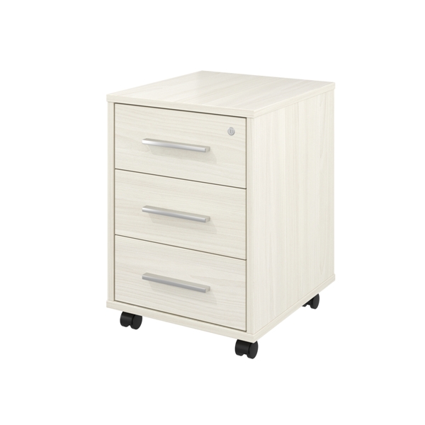 Тумба выкатная 3 ящика 406х446х570 (Скандинавское дерево белое38) Канцлер